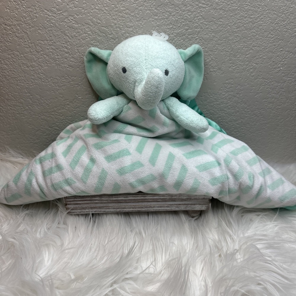 $31 🌙 Cloud Island Green Elephant Plush Large Security Baby Blanket Lovey